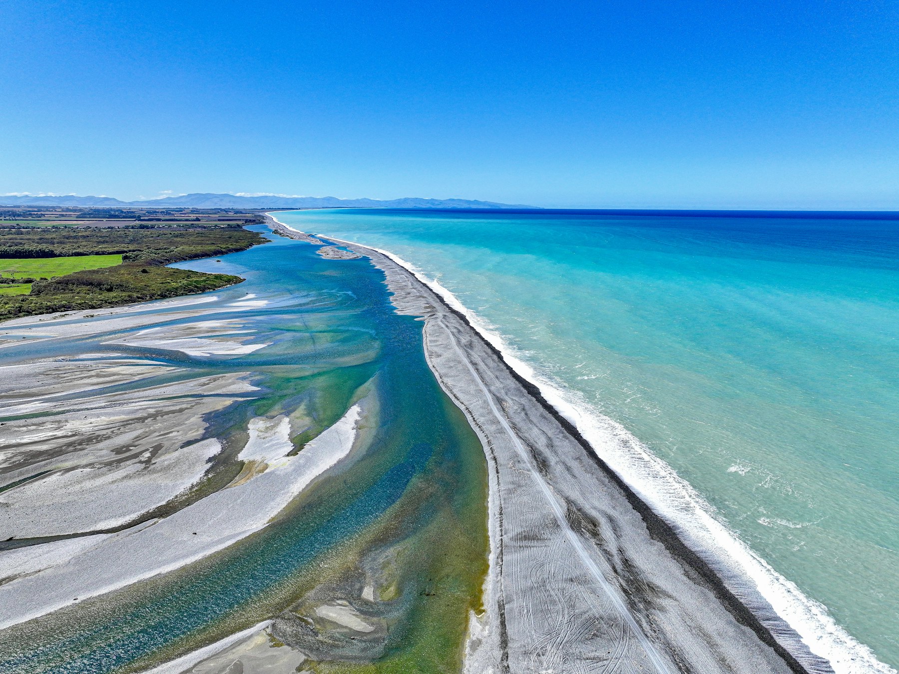 Aerial view of a braided river delta