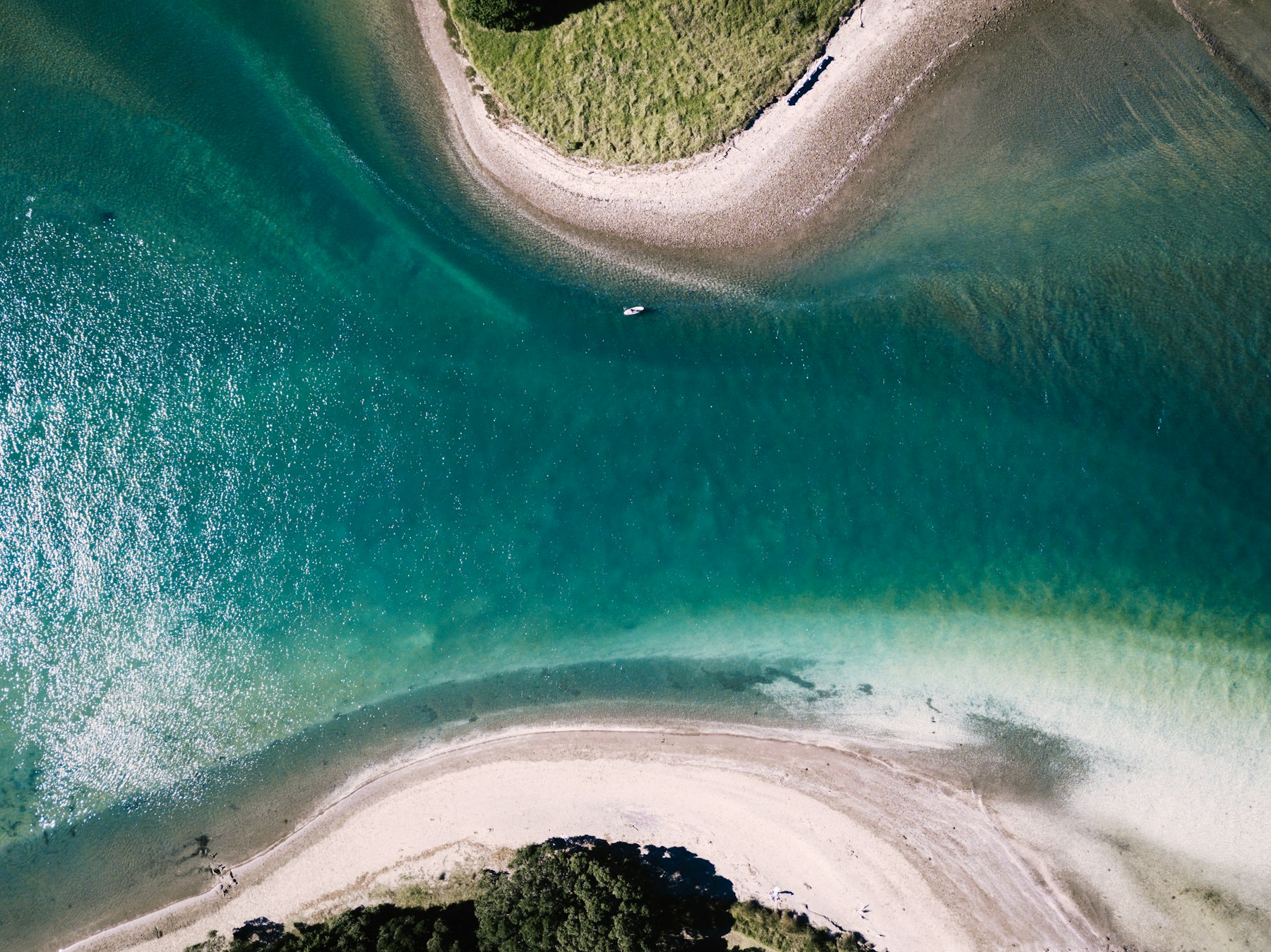 Aerial view of a tidal sandbar