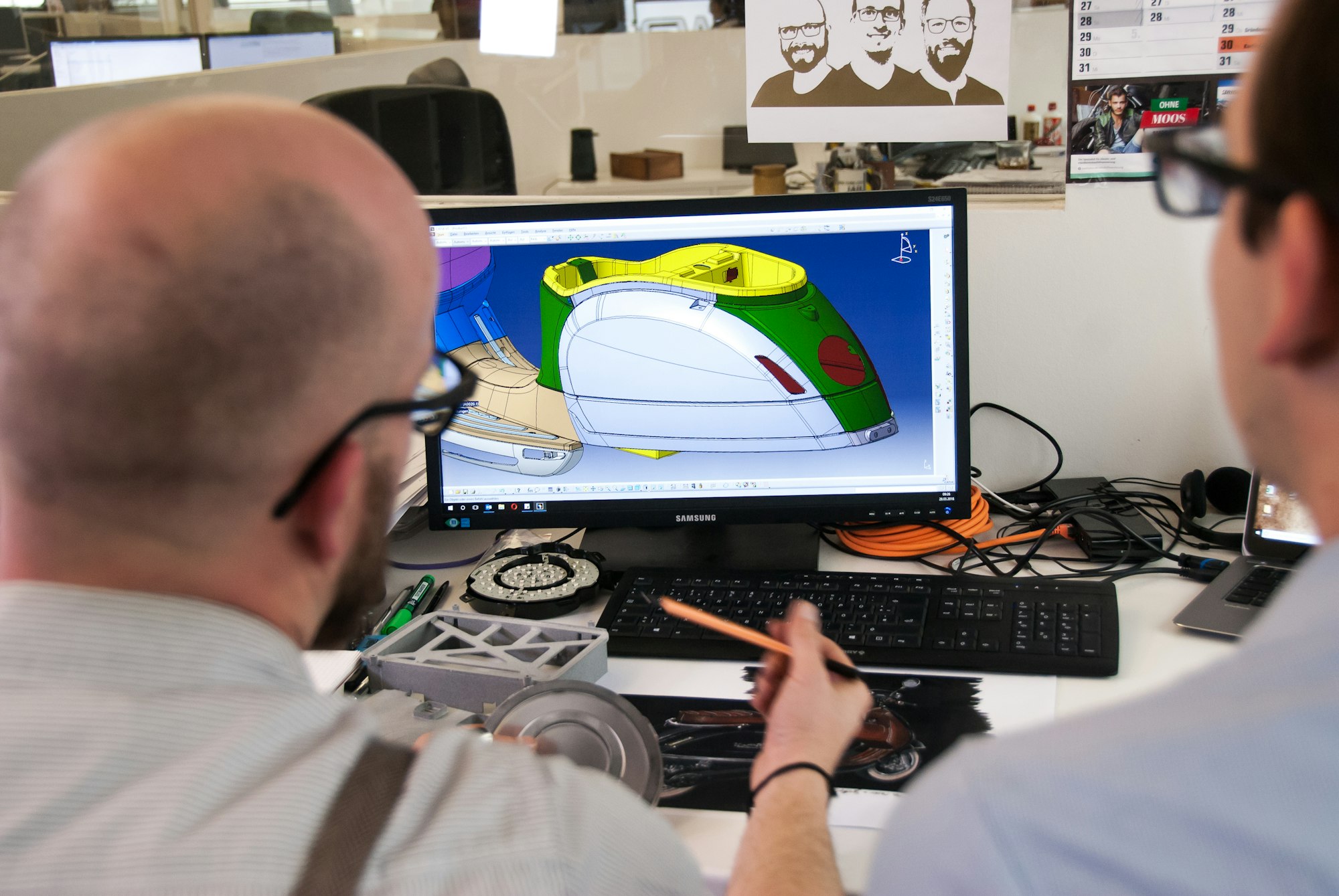 Industrial designer modelling a product in CAD
